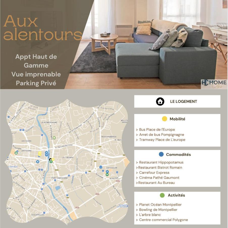 Appartement Cosy , Vue Imprenable, Parking Prive Montpellier Exterior foto